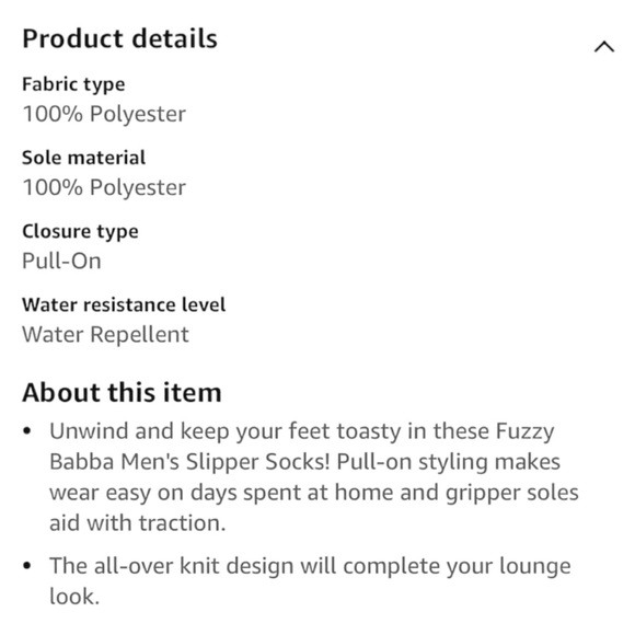 Men’s Fuzzy Babba Slipper socks, Sz M/L (Shoe Size 7.5-9.5), Black Thread, New. - Picture 5 of 6